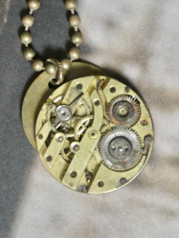 Gear necklace, steampunk altered brass watch neck… - image 4