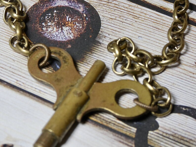 Vintage Rare Winding Clock Key Necklace Etsy