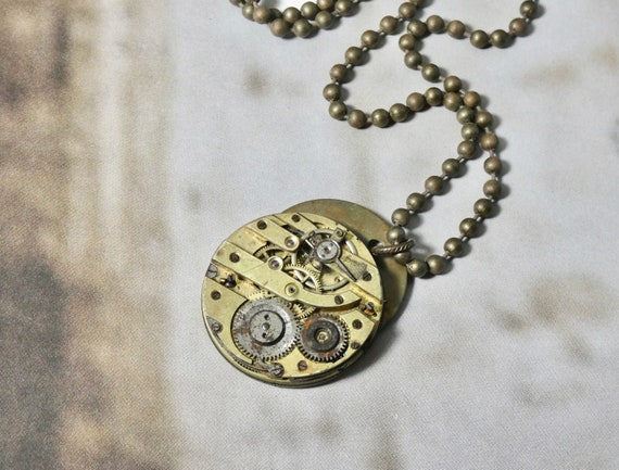 Gear necklace, steampunk altered brass watch neck… - image 5