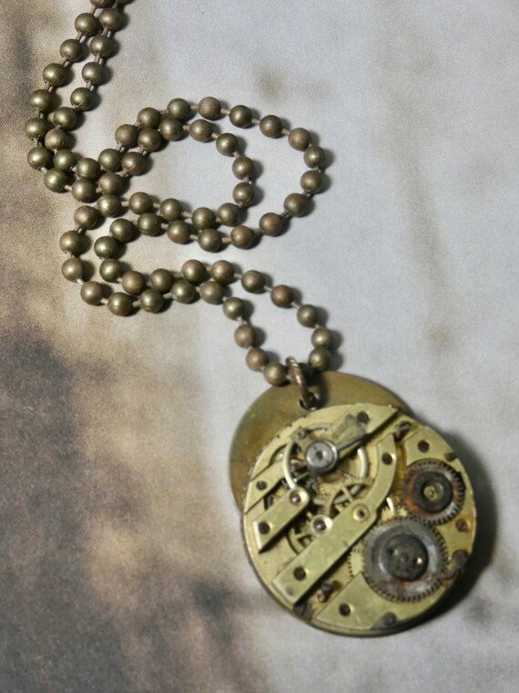Gear necklace, steampunk altered brass watch neck… - image 6