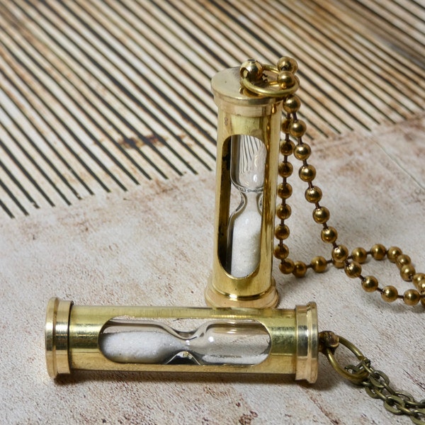 Sand Timer Necklace Shiny Brass Hourglass It really works