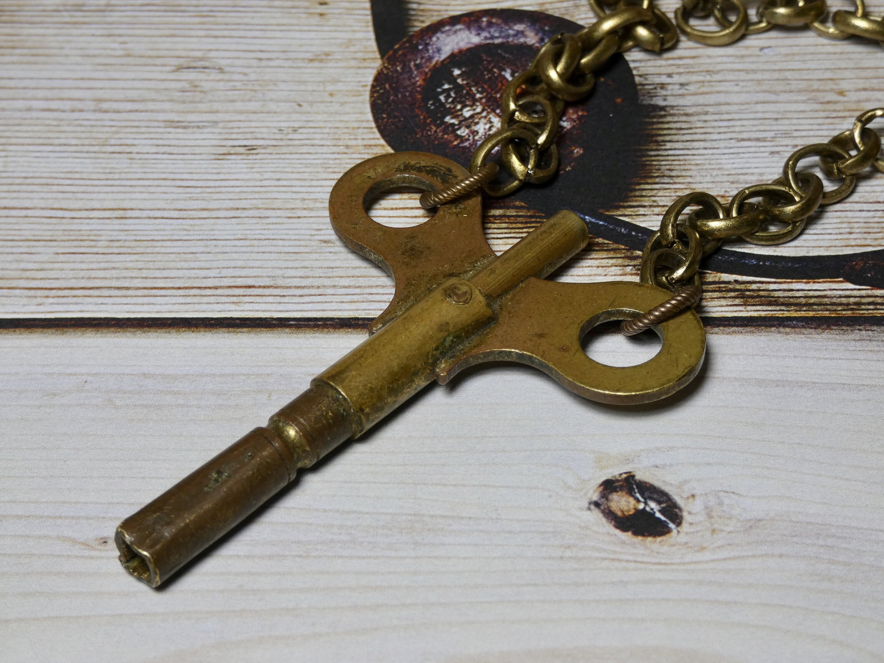 Vintage Rare Winding Clock Key Necklace Etsy