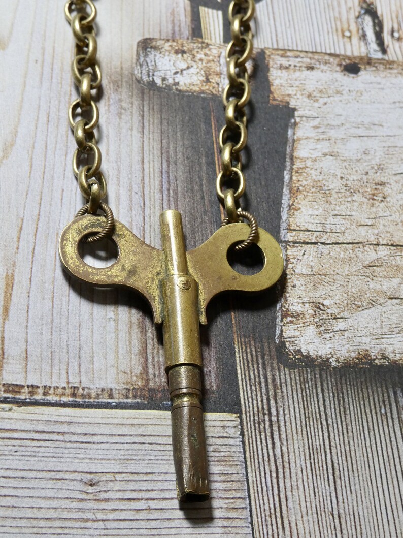 Vintage Rare Winding Clock Key Necklace Etsy