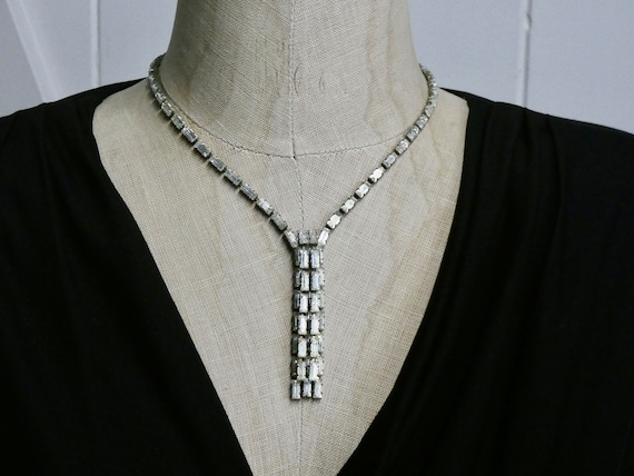 One of a Kind Vintage Rare Baguette Rhinestone Ne… - image 1