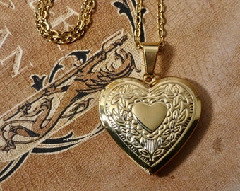 Gold Heart Locket Necklace