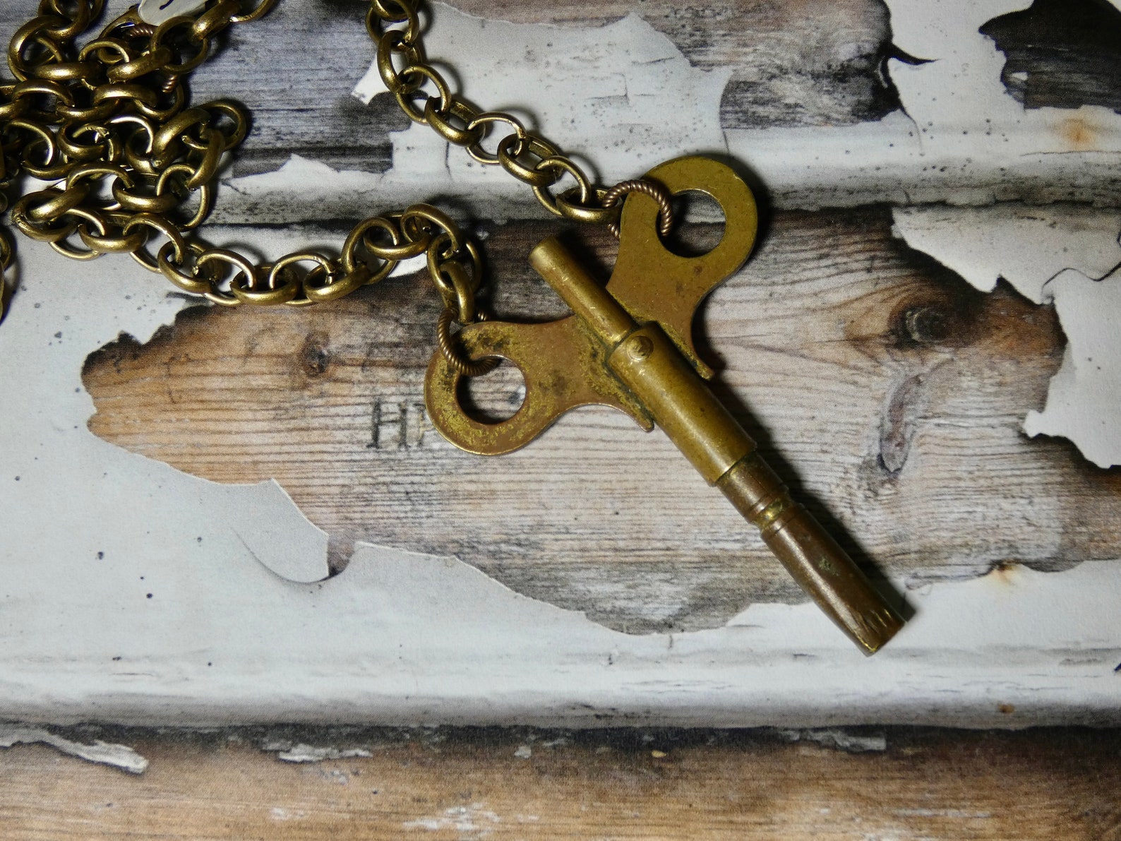 Vintage Rare Winding Clock Key Necklace Etsy