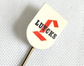 Vintage Luycks Condiment Company Advertising Stick Pin --- Retro Netherlands European Advertisement International Foodie Hat Lapel Pin