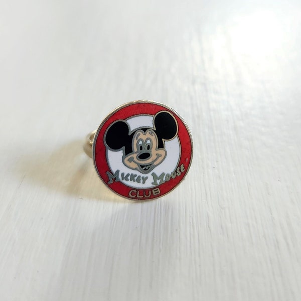 Vintage Mickey Mouse Club Enamel Ring --- Retro Walt Disney Rare Collectible Memorabilia --- Enameled Costume Jewwlry Kids Petite Rings