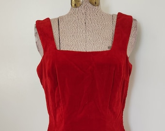 Vintage A Dotti Original Red Velvet Corset Bustier Style Blouse --- Retro 1950s 1960s Elegant Tailored Women's Clothing --- Summer Shirt