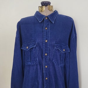 Vintage Old Navy Clothing Co. Classic Blue Corduroy Button Down Shirt --- Retro Classic Rustic Workwear American Style --- Unisex Casual