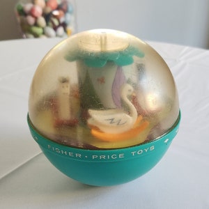 Vintage Fisher-Price Roly Poly Chime Ball --- Retro 1960s Classic Baby Toddler Sound Movement Toys --- Cute Distressed Nursery Decor