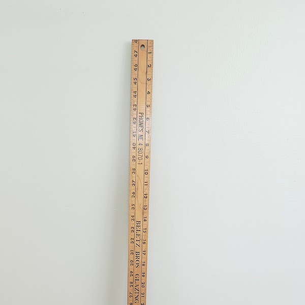 Vintage Beletz Bros. Glazing Co. 48-Inch Advertising Yardstick --- Retro Frankford Ave Philadelphia Local Business Advertisement Shop Decor