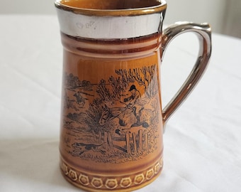 Vintage Lord Nelson Pottery Fox Hunt Ceramic Beer Stein Mug --- Retro English Hunting Lodge Tavern Pub Decor --- Horseback Hunter & Dogs