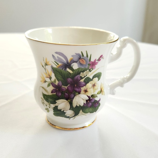 Vintage Royal Park Staffordshire Wildflower Fine Bone China Coffee Cup --- Retro English Porcelain Floral Tea Mug -- Romantic Cottage Teacup