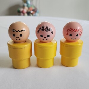 Vintage Fisher-Price Jumbo Little People Boy Figures - Set of Three - Retro 1980s Baby Toddler Nostalgic Toys -- Cute Nursery Playroom Decor