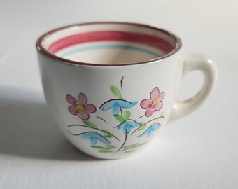 Vintage Stangl Pottery Kiddieware 3951 Mary Quite Contrary Teacup --- Retro Rare American Pottery Little Kids Cup --- Floral Cottage Decor