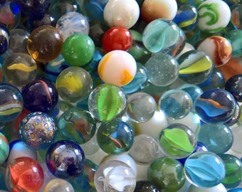 20 Assorted colors on white ~ Unique shading ~ 1 set Assorted Glass Marbles