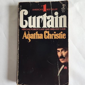Curtain by Agatha Christie -- Vintage 1970s Hercule Poirot Last Case Murder Mystery Novel - Retro Classic Crime Noir Book Armchair Detective