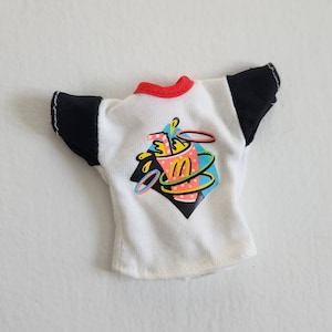 Vintage McDonald&#39;s Fast Food Soda Graphic Tee Shirt Barbie Sized Doll Clothing --- Retro Pop Culture Girls Cute Fashion Toy Accessories