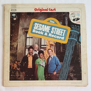 Vintage The Sesame Street Book & Record - Original Cast - Retro 1970s Children&#39;s Sing Along Music Album --- Preschool TV Show Soundtrack