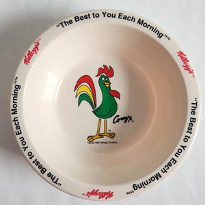 Vintage Kellogg&#39;s Corn Flakes Plastic Cereal Bowl --- Corny the Rooster --- Retro 1990s Advertising Freebie --- 90s Kids Ice Cream Bowl