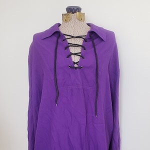 Vintage Eternal NYC Purple Magician Lace Up Shirt --- Retro Medieval Bard Wizard Costume --- Dark Wave Punk Goth 90s Vampire Clothing