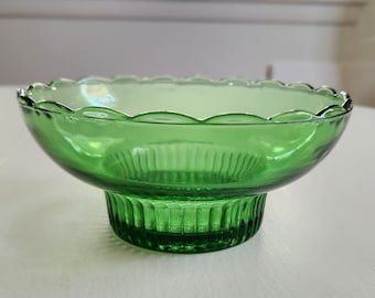 Vintage E.O. Brody M2000 Clear Green Glass Small Bowl --- Retro Colorful Glassware 1970s Style Groovy Home Decor --- Little Candy Nut Dish