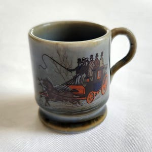 Vintage Stagecoach Irish Porcelain Mini Mug Shot Glass -- Retro Ireland Charm Cottage Kitchen Decor - Miniature Cup Whiskey Pub Tavern Decor