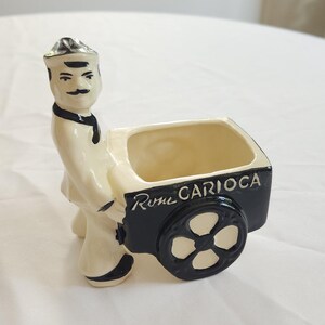 Vintage Shawnee Pottery Tony the Peddler Rare Black Rum Carioca Planter --- Retro 1940s 1950s Style American Ceramics --- Caribbean Decor