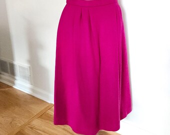 Vintage Fuchsia Purple-Pink Skirt --- Retro Christmas Colors Women's Clothing -- Mid Century Wool Style Fabric Autumn & Winter Clothing