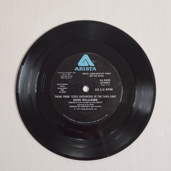 Theme from "Close Encounters of the Third Kind" Vintage John Williams One-Sided Promotional 7-Inch Record --- Retro 1970s SciFi Movie Music