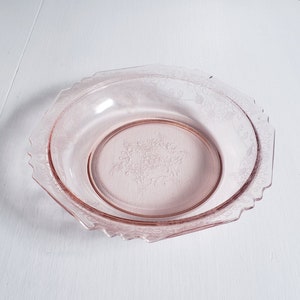 Vintage Pink Art Nouveau Glass Dish -- Retro Depression Glass Style Candy Trinket Dish -- Cute Pastel Cottage Home Decor Colorful Glassware
