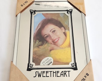 Vintage Marsel Mirrored Picture Frame - Sweetheart - Retro 1980s Shiny Silver 5 x 7 Photograph Frame --- 80s Citypop Vaporwave Home Decor