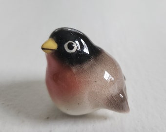 Vintage Hagen-Renaker Little Round Robin Miniature Ceramic Figurine --- Retro Little Songbird Backyard Bird Mini Figure --- Terrarium Decor