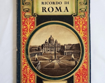 Vintage Ricordo Di Roma Fold Out Sepia Photographs Souvenir Book --- Antique Italian Views Historic Photo Prints --- Old Italy Home Decor