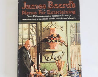 James Beard's Menus for Entertaining --- Vintage 1960s Classic Iconic Chef Recipes Home Cook Gift --- Retro Party Hosting Kitchen Decor