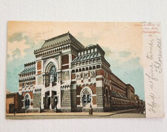 Antique Academy of Fine Arts Postcard --- Vintage Edwardian Era Philadelphia City Historic Print --- Pennsylvania Historical Art Building