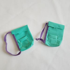Vintage Barbie-Sized One-Shoulder Doll Backpacks - Set of Two - Retro Barbie Accessories Beach Bag Satchel --- Miniature Diorama Decor
