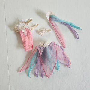 Vintage 1989 Ice Capades Barbie Outfit Fashion Clothing - Set of Four - Retro 1980s 1990s Fairy Pixie Doll Sparkle Accessories Clothes