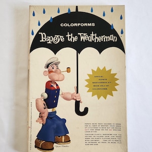 Vintage Popeye the Weatherman Colorforms Dress Up Toy --- Retro 1950s 1960s Claymation Cartoon TV Show Collectible Memorabilia Creative Toys