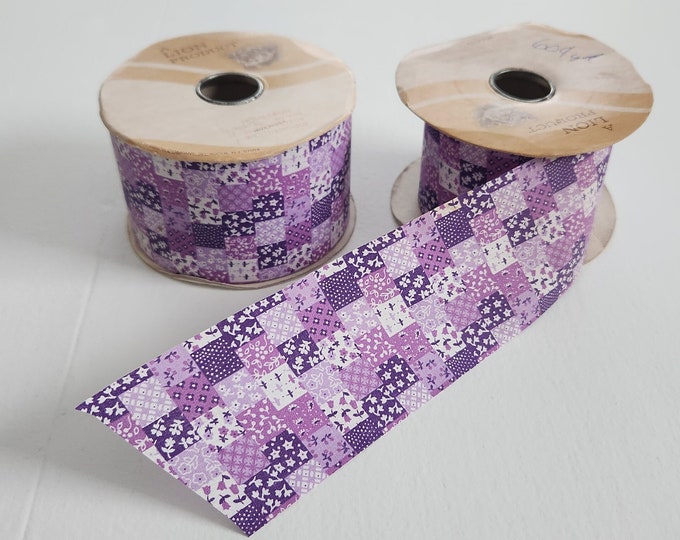 Pattern Patchwork Purple Vintage Homespun No. 4 Purple Patchwork Pattern Ribbon Lion Ribbon ...