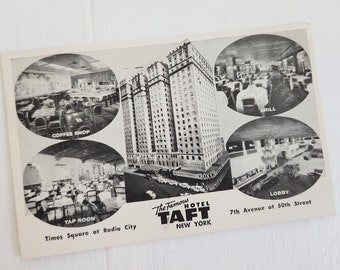 Vintage Famous Hotel Taft Photograph Postcard --- Retro 1950s New York City Historic Building Souvenir Ephemera --- American Home Decor
