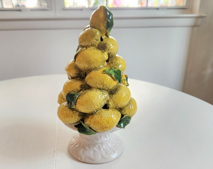 Vintage Ceramic Lemon Tree Retro Italian Citrus Fruit Summer Kitchen