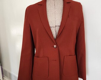 Vintage The Fashion Place Dark Terracotta Orange Clay Blazer --- Retro Sears Roebuck & Co. Women's Suit Jacket --- Menswear Style Clothing