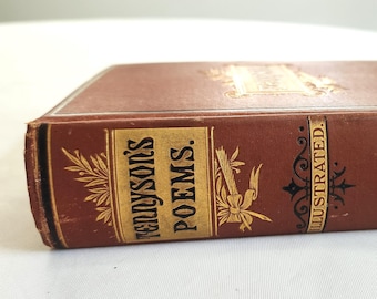 The Poetical Works of Alfred Tennyson - The Arundel Poets Complete Edition - Antique Late 1800s Victorian Era Romantic English Poetry Book