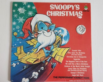 Snoopy's Christmas and Other Christmas Songs Vintage The Peppermint Kandy Kids Record - Sealed - Retro Peter Pan Children's Holiday Music