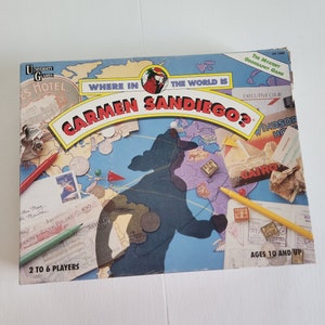 Vintage Where in The World Is Carmen Sandiego? Board Game -- Retro Classic 1990s Nostalgic Children's Toys - 90s Geography Educational Games