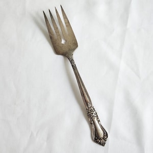 Vintage Wm. A. Rogers Oneida LTD. Silver Plated Floral Serving Fork --- Antique Style Formal Dining Servingware -- Victorian Cottage Kitchen