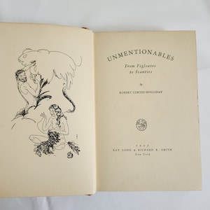 Unmentionables - From Figleaves to Scanties by Robert Cortes Holliday --- Vintage 1930s Fashion History Book -- Rare Out of Print Nonfiction