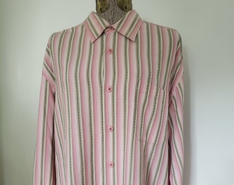 Vintage Tommy Bahama Pink Stripes Button Down Shirt --- Retro Colorful Oxford Shirt Business Casual Clothing --- Vacation Resortwear Top